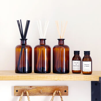 Large Brown Glass Apothecary Diffuser Bottle And Reeds, 3 of 9