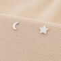5mm Sterling Silver Mismatched Moon And Star Stud Earrings, thumbnail 1 of 4