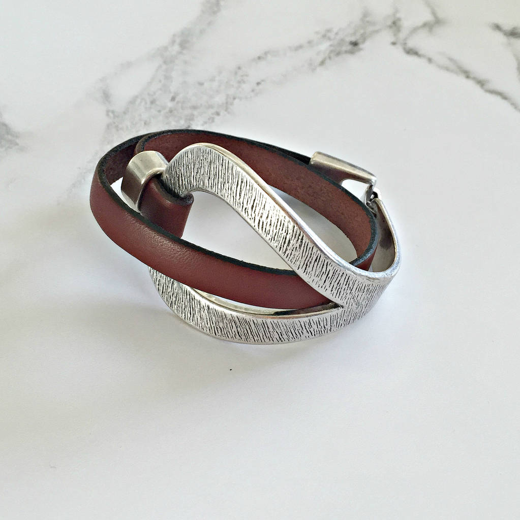 Double Leather Wrap Statement Cuff Bracelet By EVY Designs