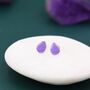Sterling Silver Enamel Purple Droplet Dot Stud Earrings, thumbnail 1 of 12