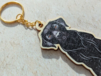 Black Labrador Dog Wooden Keyring With Optional Christmas Card, 5 of 7