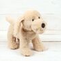 Personalised Golden Soft Toy Puppy With Bone Tag, thumbnail 1 of 3
