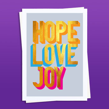 Hope Love Joy Golden Words Art Print, 3 of 3