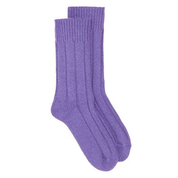 Recycled Wool / Cashmere Socks In Lavender Purple, 2 of 3