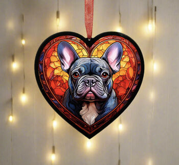 French Bulldog Stained Glass Effect Heart Suncatcher, 5 of 7