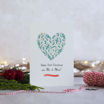 Holly Heart 1st Married Christmas Card, 3 of 5