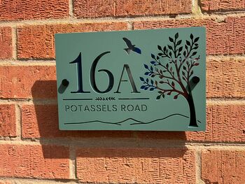 Personalised Tree And Bird Acrylic House Number Sign, 5 of 9