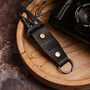 Personalised Handcrafted Black Leather Key Ring, thumbnail 1 of 4