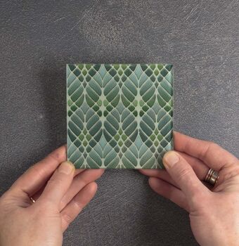 Sage Green And Grey Interwoven Trees Art Nouveau Coaster Set, 7 of 10