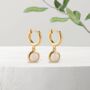 Pink Chalcedony Hoop Earrings In Gold Plated Silver, thumbnail 2 of 10