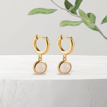 Pink Chalcedony Hoop Earrings In Gold Plated Silver, 2 of 10