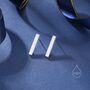 Sterling Silver Long Geometric Bar Stud Earrings, thumbnail 3 of 12