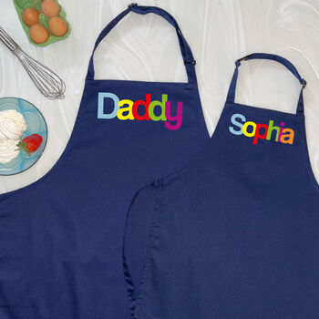 Personalised Daddy And Me Multicoloured Apron Set, 2 of 2