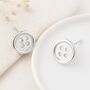 Sterling Silver Button Stud Earrings, thumbnail 2 of 4