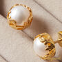 White Pearl Textured Gold And Silver Stud Earrings, thumbnail 7 of 11