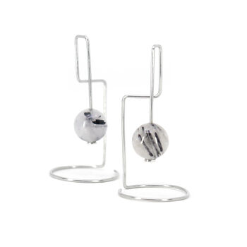 Labyrinth Nº Two Architectural Earrings With Semi Precious Stone, 3 of 8