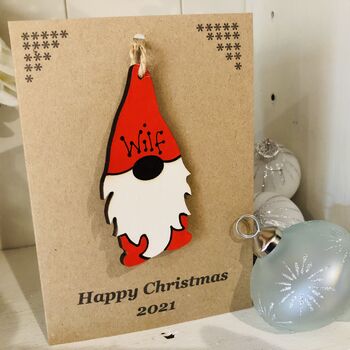 Personalised Grandson Gnome Christmas Card Decoration, 5 of 10