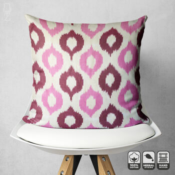 Pink Drops Hand Woven Ikat Cushion Covers, 4 of 7