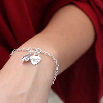 Personalised Sterling Silver Graduation Charm Bracelet, 2 of 7