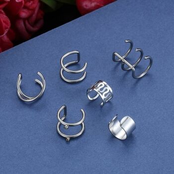 12 Pcs Adjustable Silver Plated Ear Cuff Wrap Ear Band, 2 of 5