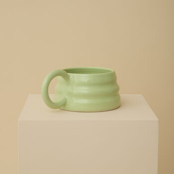 Green Handmade Wavy Ceramic Mug, 2 of 6