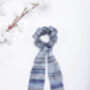 100% Silk Scarf Scrunchie Stripes Blue, thumbnail 2 of 2