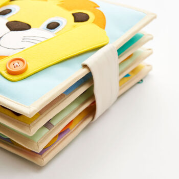 'Peekaboo Lion' Sensory 100% Sewn Fabric Quiet Book, 3 of 11