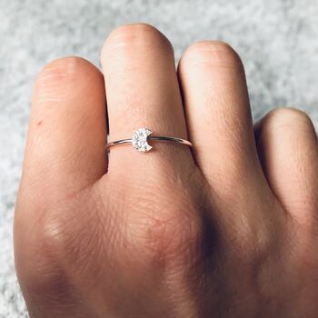 Sterling Silver Mini Crescent Moon Ring, 9 of 10