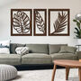 098 Three Panels Leaves Wall Art Stain Wood Home Decor, thumbnail 5 of 9