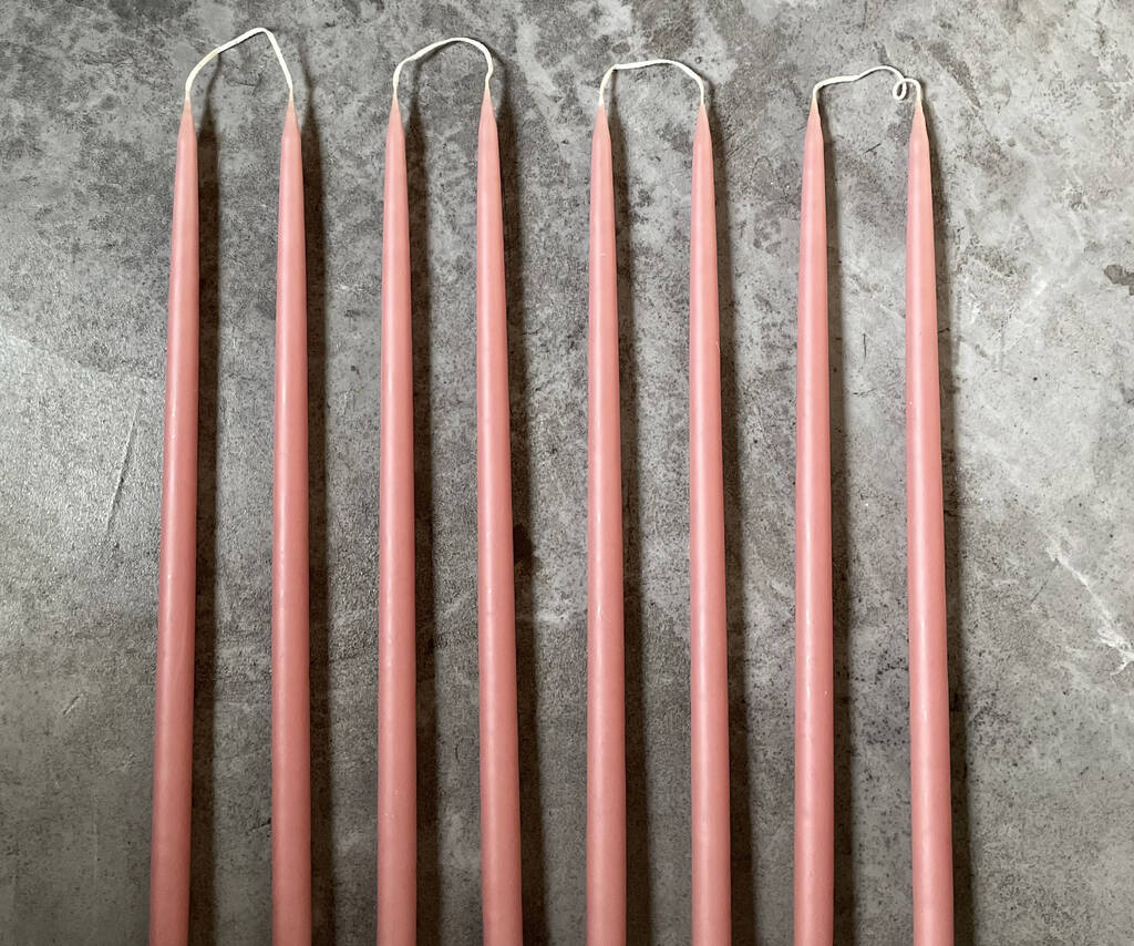 Hand Dipped Taper Candles In Rose Dawn