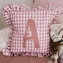 Rose Ruffle Letter Cushion Personalised Nursery Decor, thumbnail 5 of 5