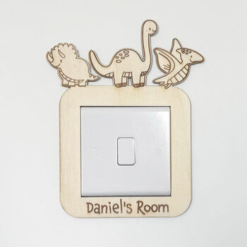 Personalised Dinosaur Wooden Light Switch Surround, 4 of 4