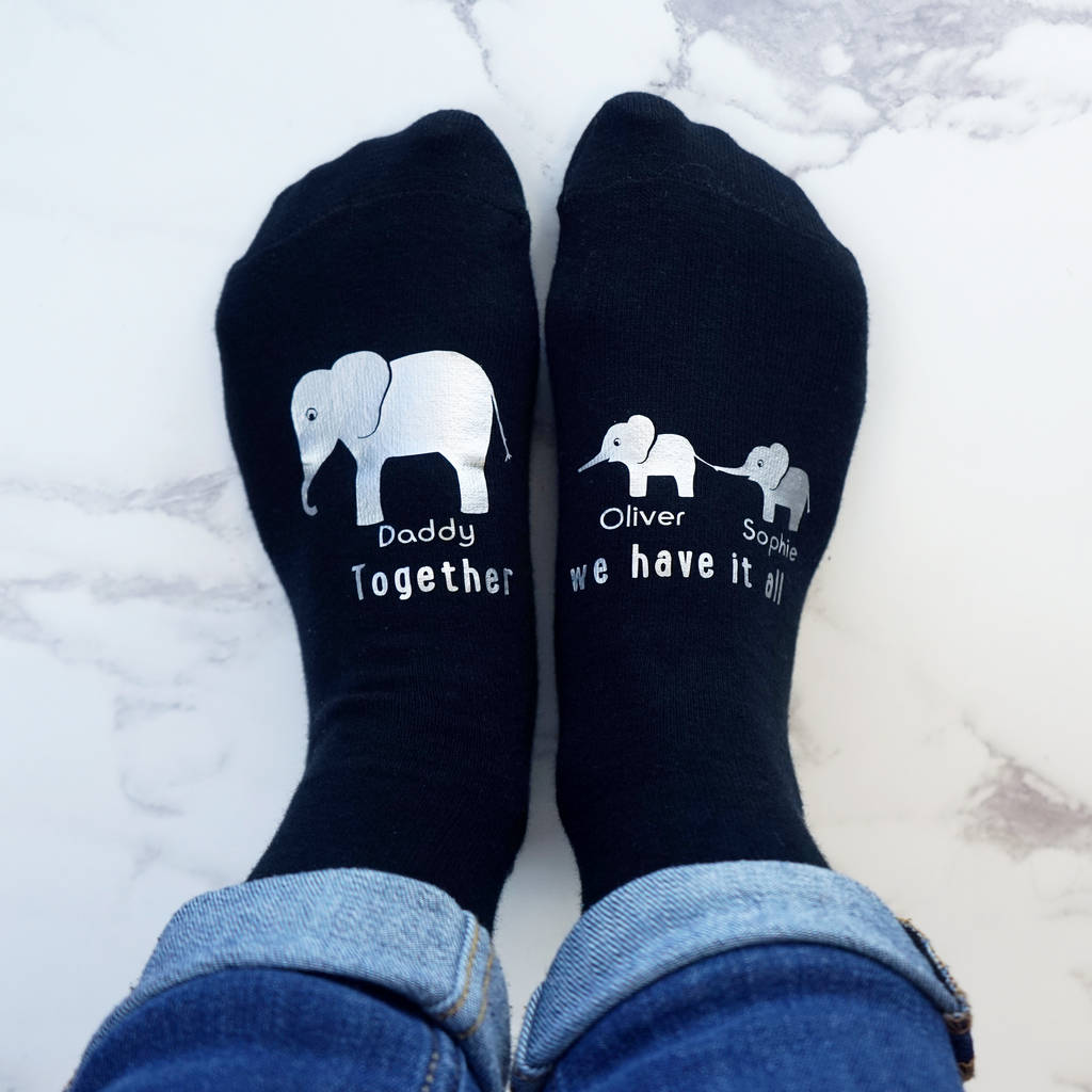 personalised elephant family socks by sparks and daughters