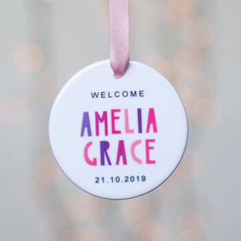New Baby Girl Personalised Decoration, 2 of 3