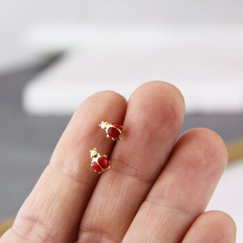 Girls Ladybug Enamel Stud Earrings, 4 of 9