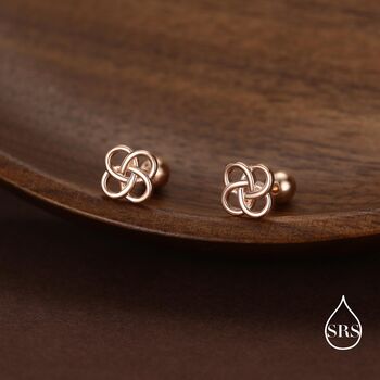 Sterling Silver Celtic Knot 18g Screw Back Stud Earrings UK, 3 of 11