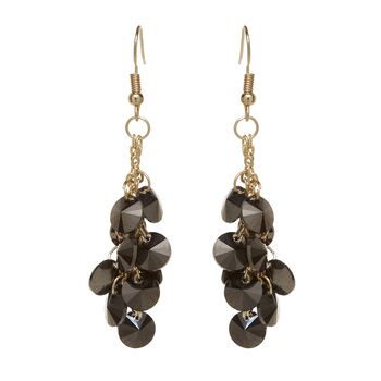 Long Gold Plated Navy Crystal Bead Cluster Earrings, 3 of 5