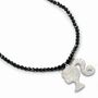 Barbie Sterling Silver Silhouette On A Black Onyx Bead Necklace, thumbnail 1 of 4
