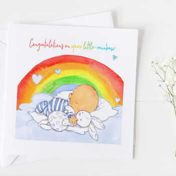 New Baby Card For Rainbow Baby, Christening Card ..4v1a, 2 of 7