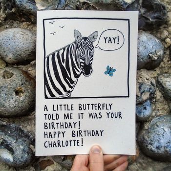 Personalised Zebra Birthday Card, 2 of 2