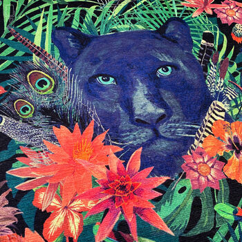 Cushion Cover The Black Panther Behind Of The Flowers, 2 of 7