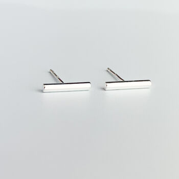 Sterling Silver Bar Stud Earrings, 3 of 5