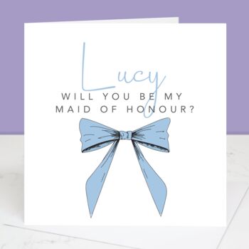 Will You Be My Maid Of Honour Personalised Bow Card, 3 of 5