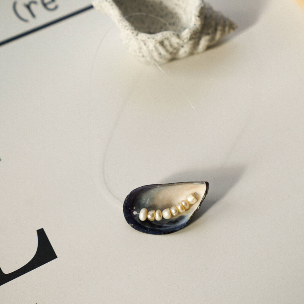 Natural Mussel Shell Necklace On Invisible Thread One Of A Kind, 1 of 3