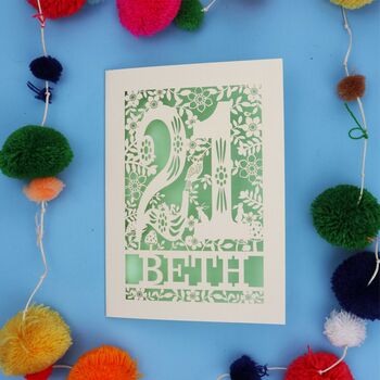 Personalised 21st Birthday Card Papercut Woodland Design, 4 of 10