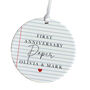 Personalised First Paper Anniversary Ceramic Ornament, thumbnail 2 of 7