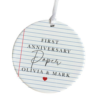Personalised First Paper Anniversary Ceramic Ornament, 2 of 7