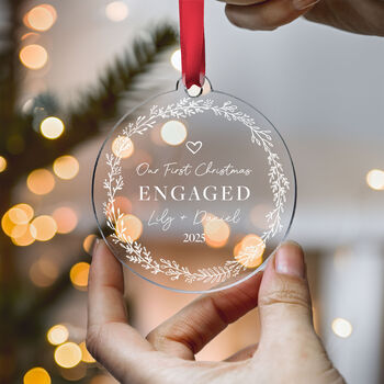 Engaged Couple First Christmas Personalised Decoration, 7 of 7