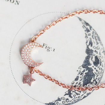 Pave Moon And Star Charm Bracelet, 7 of 10