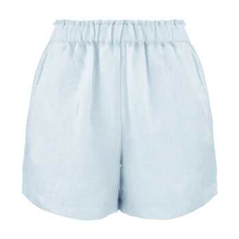 Delicate Blue Linen Women's Shorts, 3 of 3